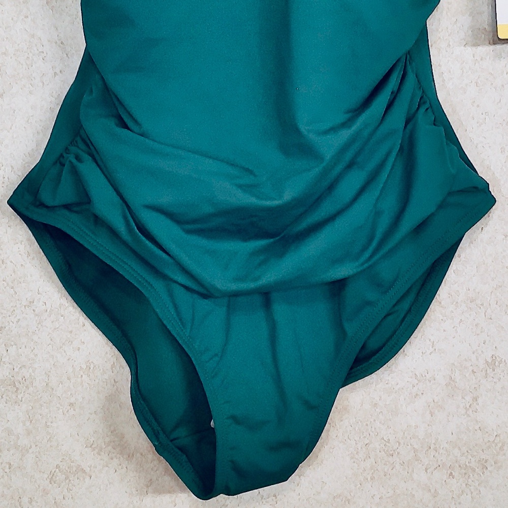 NWT Land’s End Emerald One Pc Swim Suit+UPF50+Bra Support+Adj Straps+Lining Sz S - Picture 3 of 7